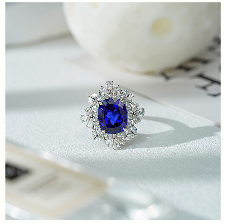 S925 Sterling Silver Cultivated Sapphire Pillow Necklace Light Luxury High Sense Luxury Necklace