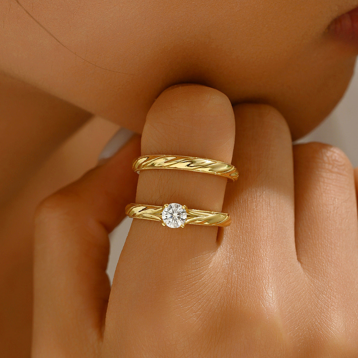 S925 Silver Moissanite Couple Rings Engraved Design Trendy Cross-Border Hot-Selling Rings In Stock Personalized