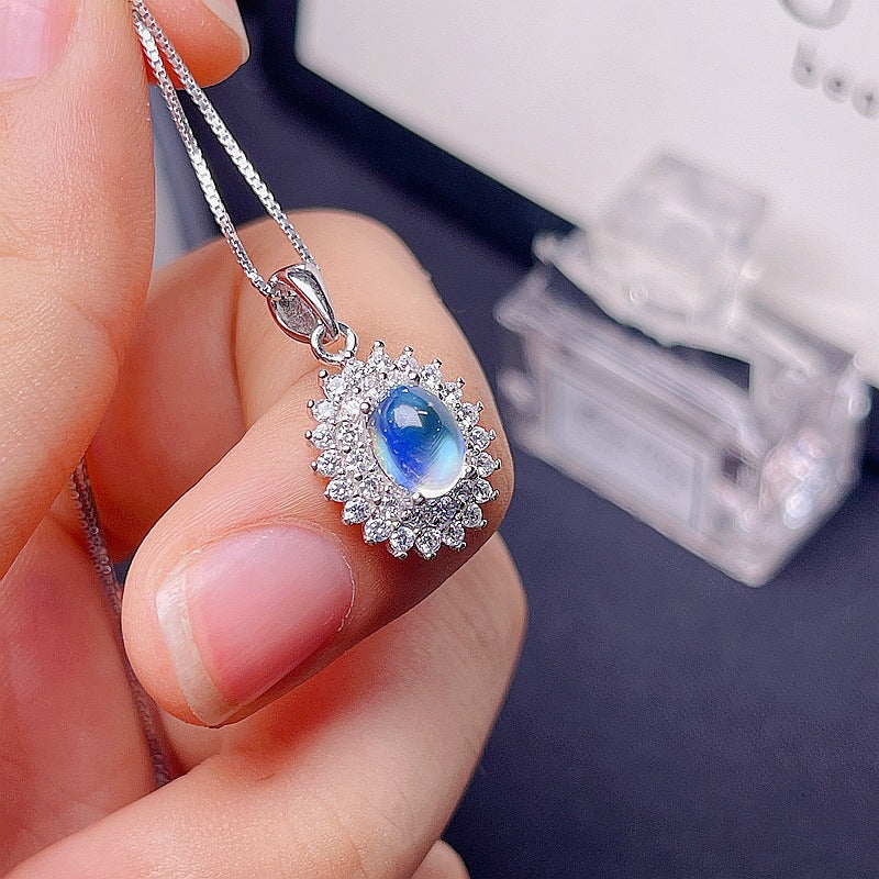 Moonstone Set Luxury Set City 925 Silver Natural Moonstone