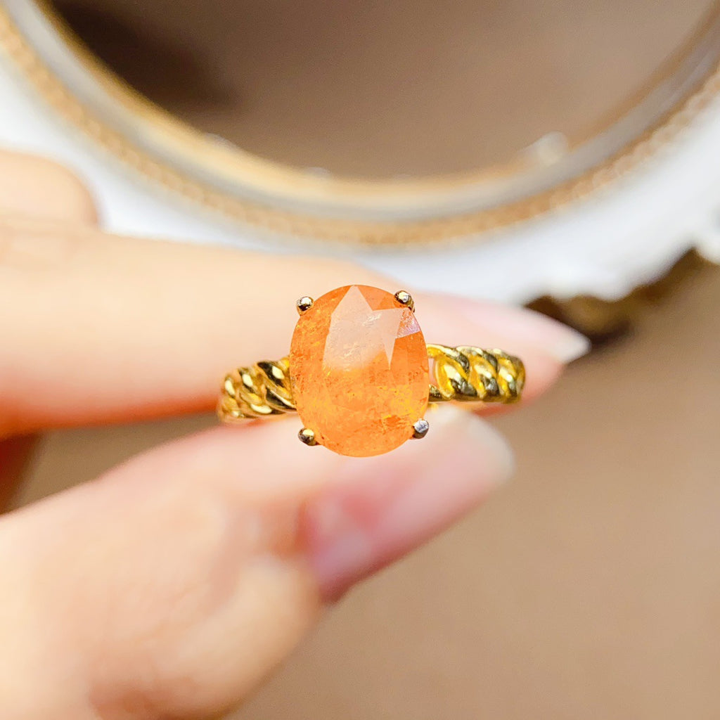 S925 Silver Inlaid Main Stone 7*9mm Natural Garnet Ring