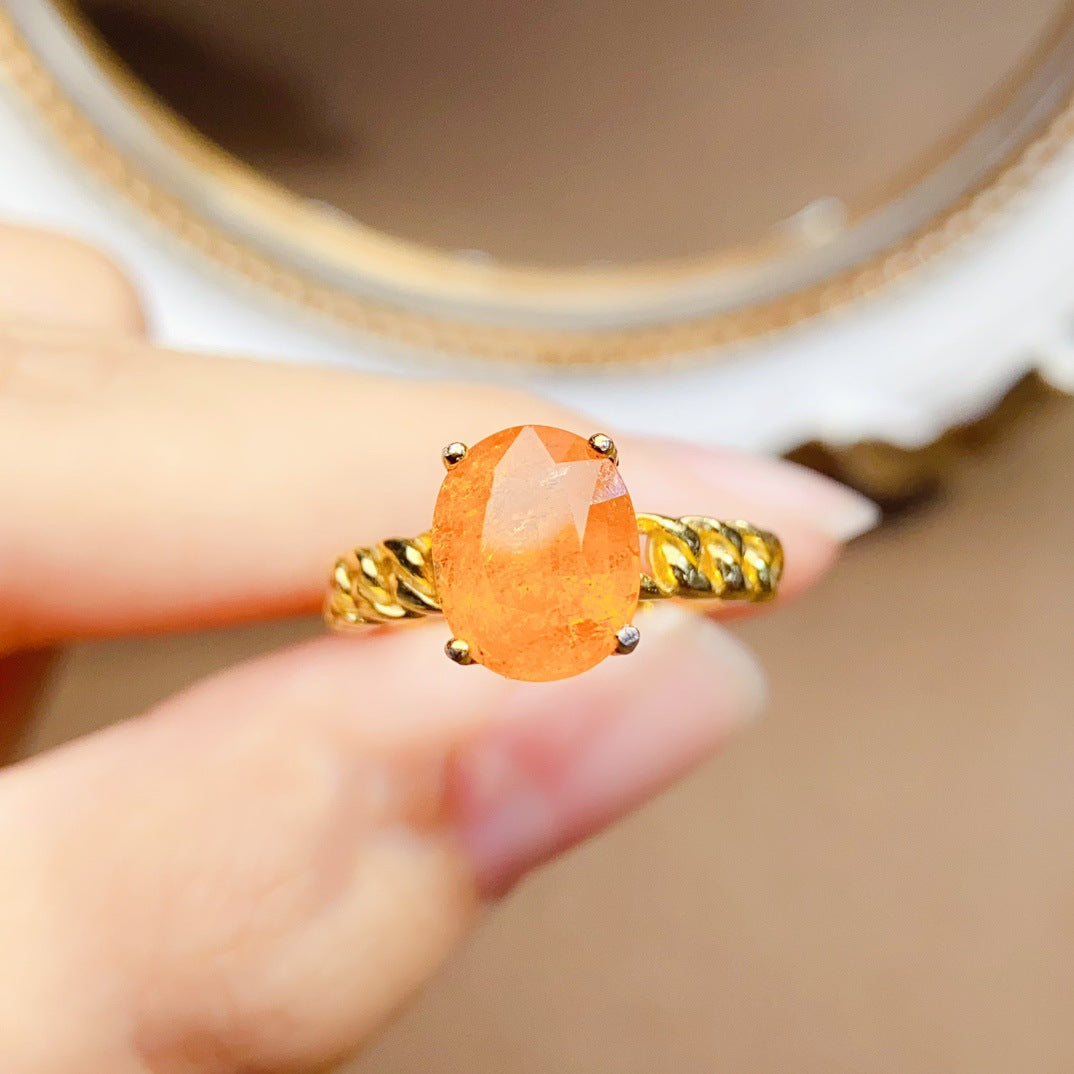 S925 Silver Inlaid Main Stone 7*9mm Natural Garnet Ring