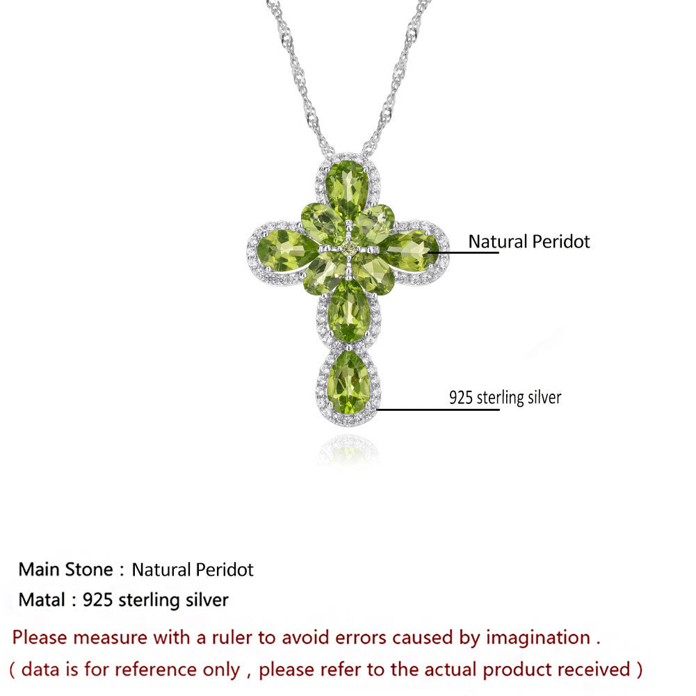 Italian Jewelry Design 925 Silver Fashion Noble Inlaid Peridot Necklace