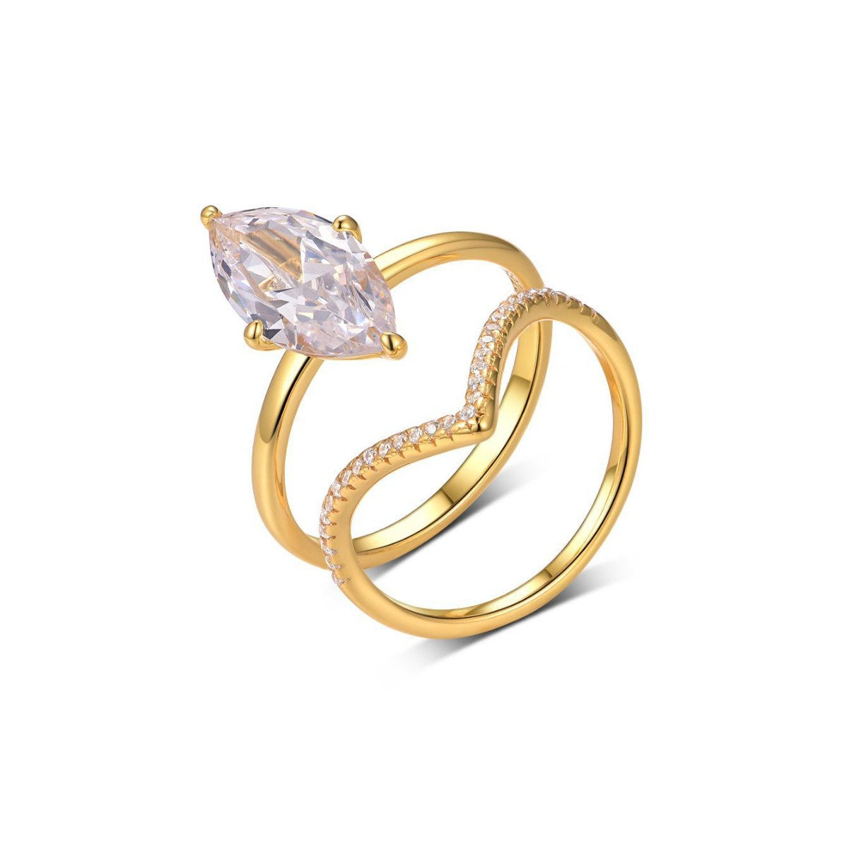 S925 Silver Moissanite Popular Ring for Women Water Drop Main Stone Two-Circle Stacking Set Wholesale