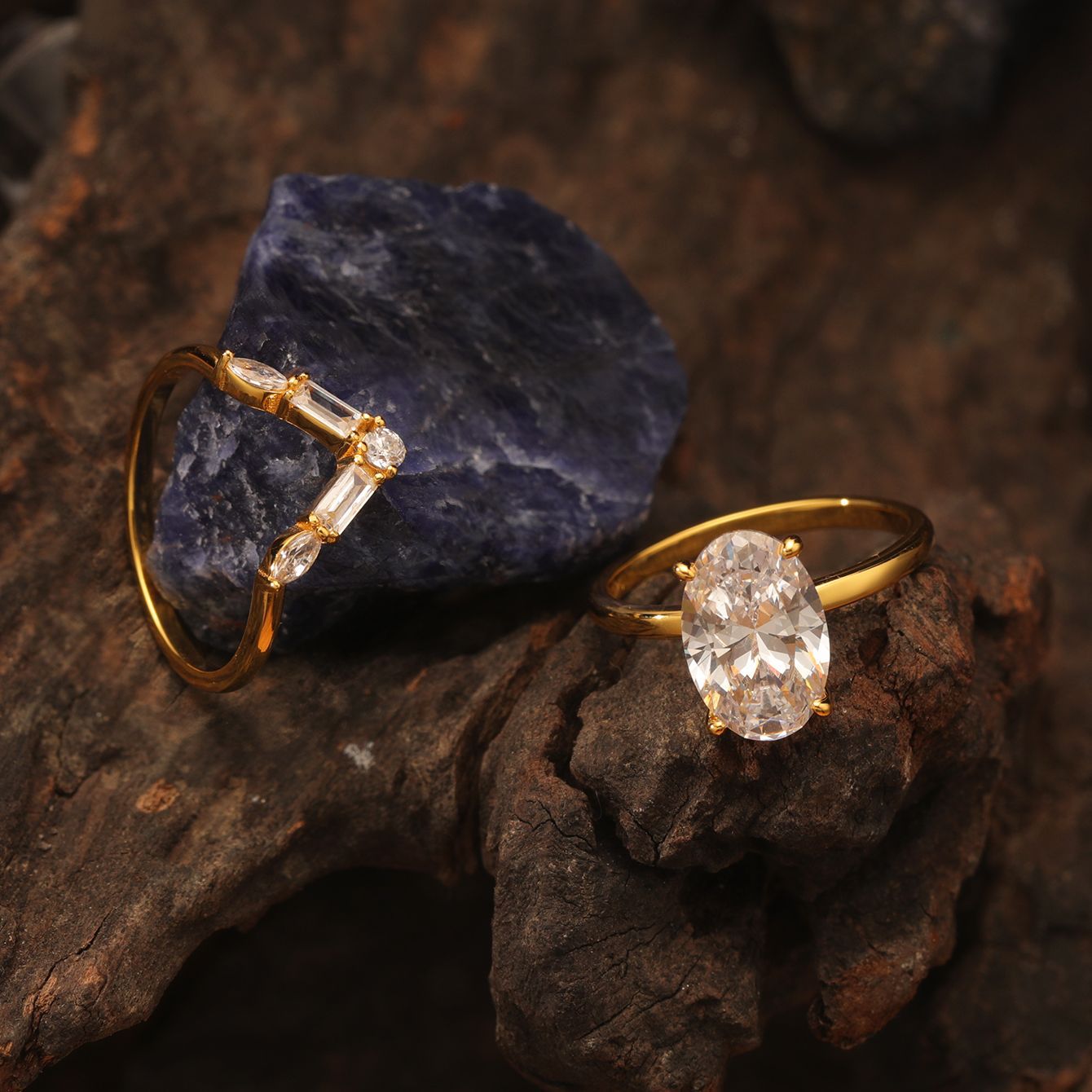 S925 Silver Combination Two-Piece Set Moissanite Ring Egg-Shaped Main Stone Exquisite Set Ring Independent Stand Hot Sale Wholesale