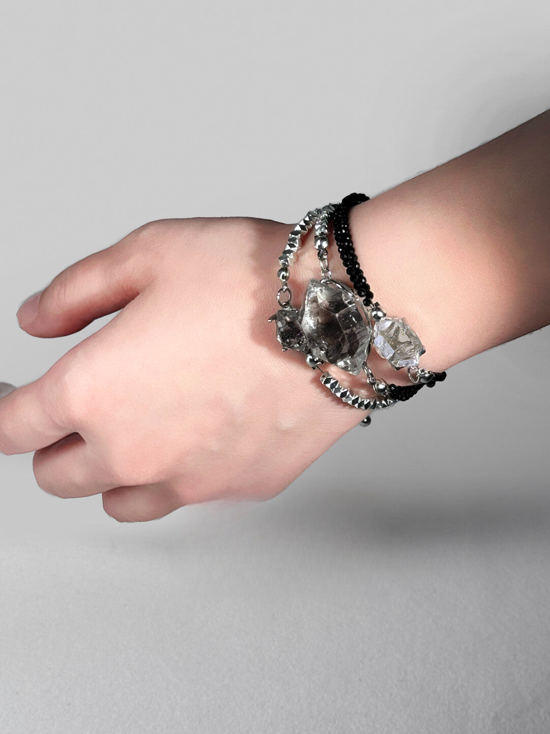 Star Chain Shining Original Handmade Necklace Bracelet Two-Way Shining Black Spinel Chain