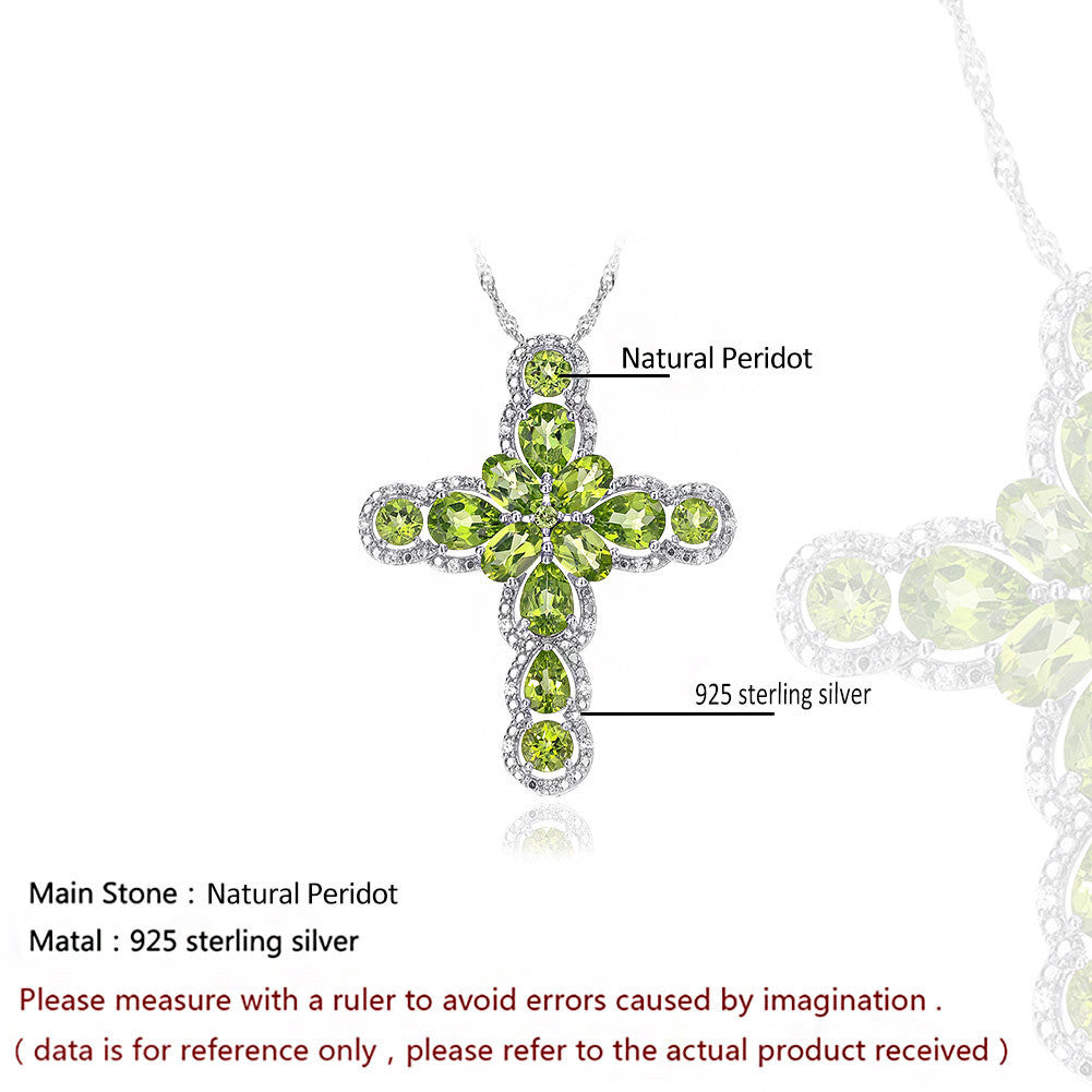 Italian Jewelry Design 925 Silver Fashion Noble Inlaid Peridot Necklace