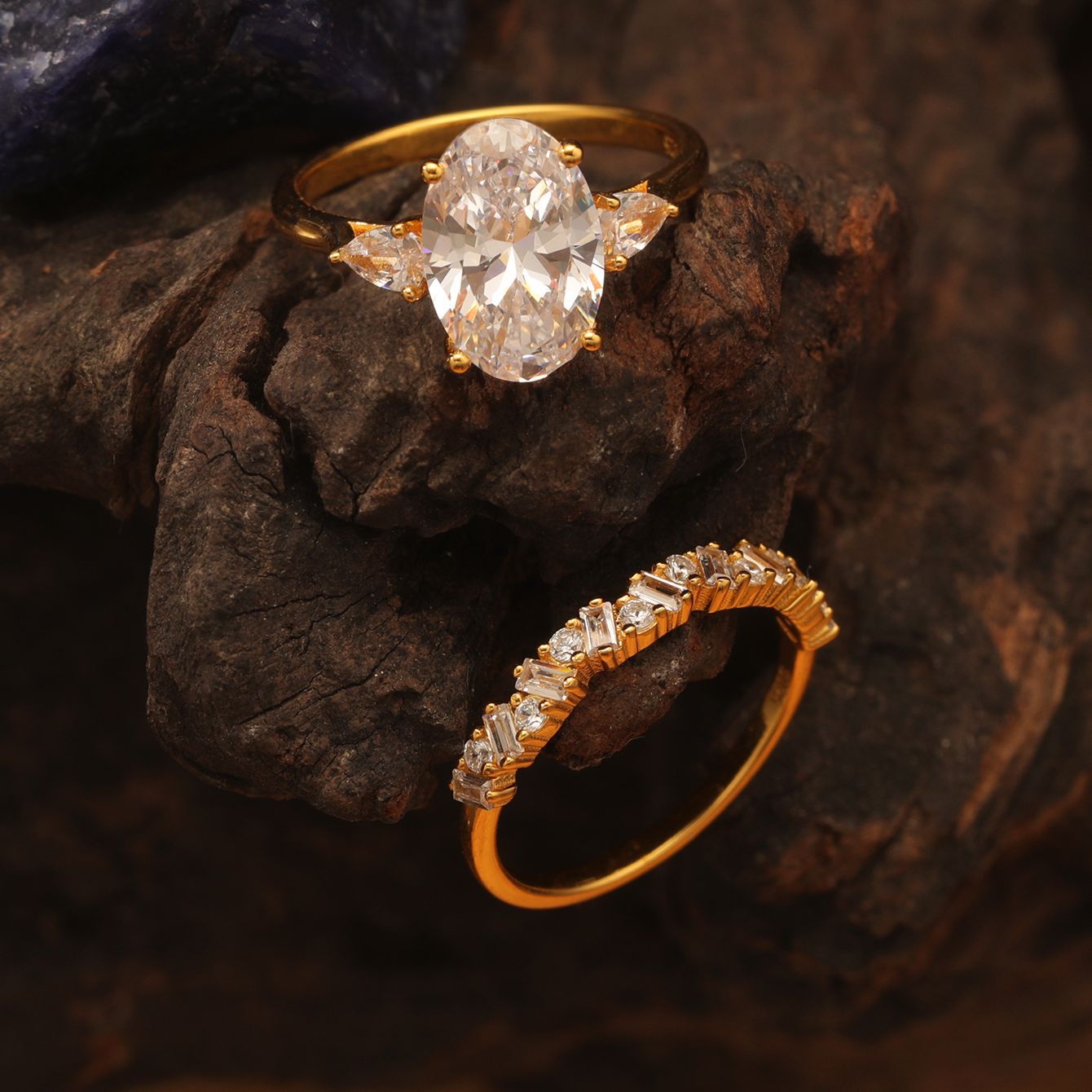 S925 Silver Set Two-Piece Egg-Shaped Moissanite Ring Combination Classic Elegant Design Independent Station Hot Sale Wholesale