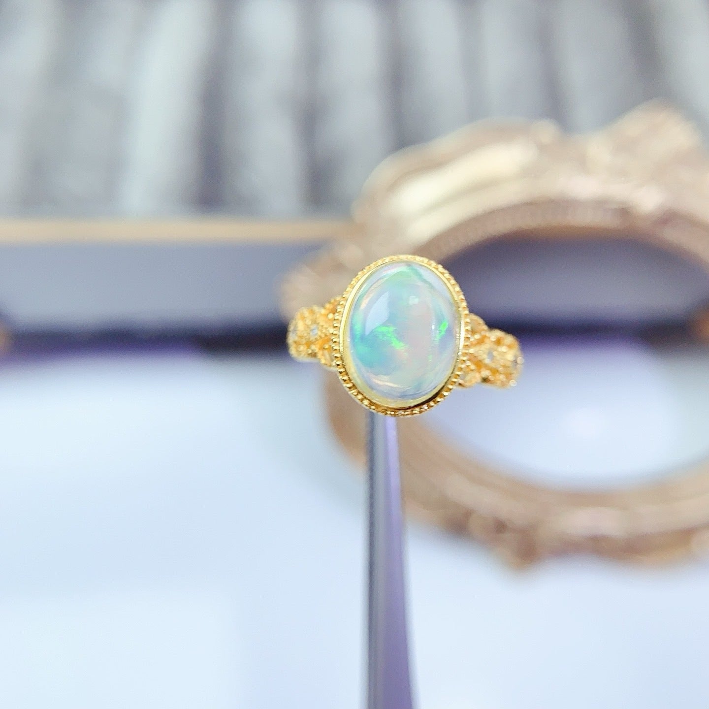 S925 Sterling Silver Natural Opal Ring Fashion Niche Luxury Light Luxury Style Oval 8*10mm Ring