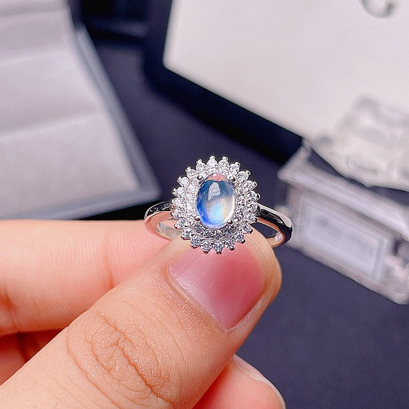 Moonstone Set Luxury Set City 925 Silver Natural Moonstone