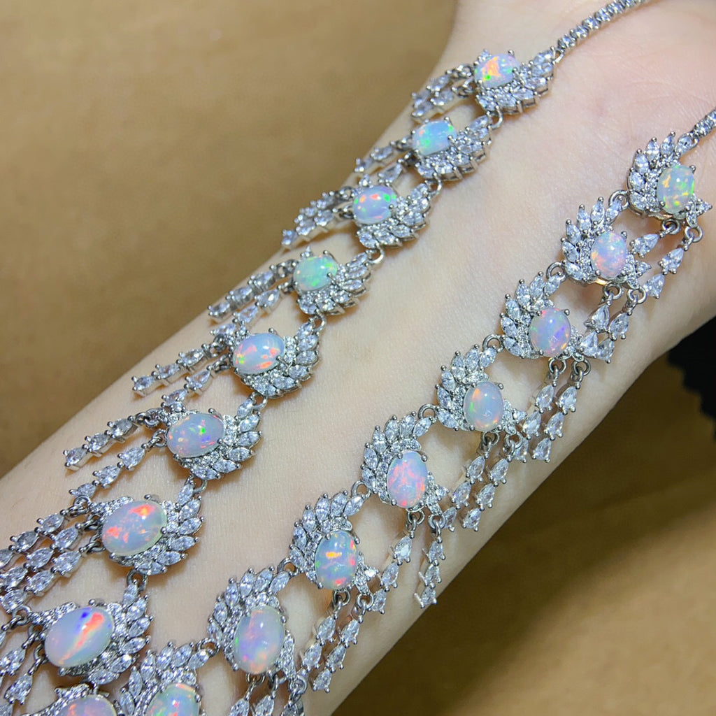 High Clarity Fire Color Explosive Luxury Inlaid Loose Stone 4*6 5*7 6*8 7*9mm Natural Opal Necklace