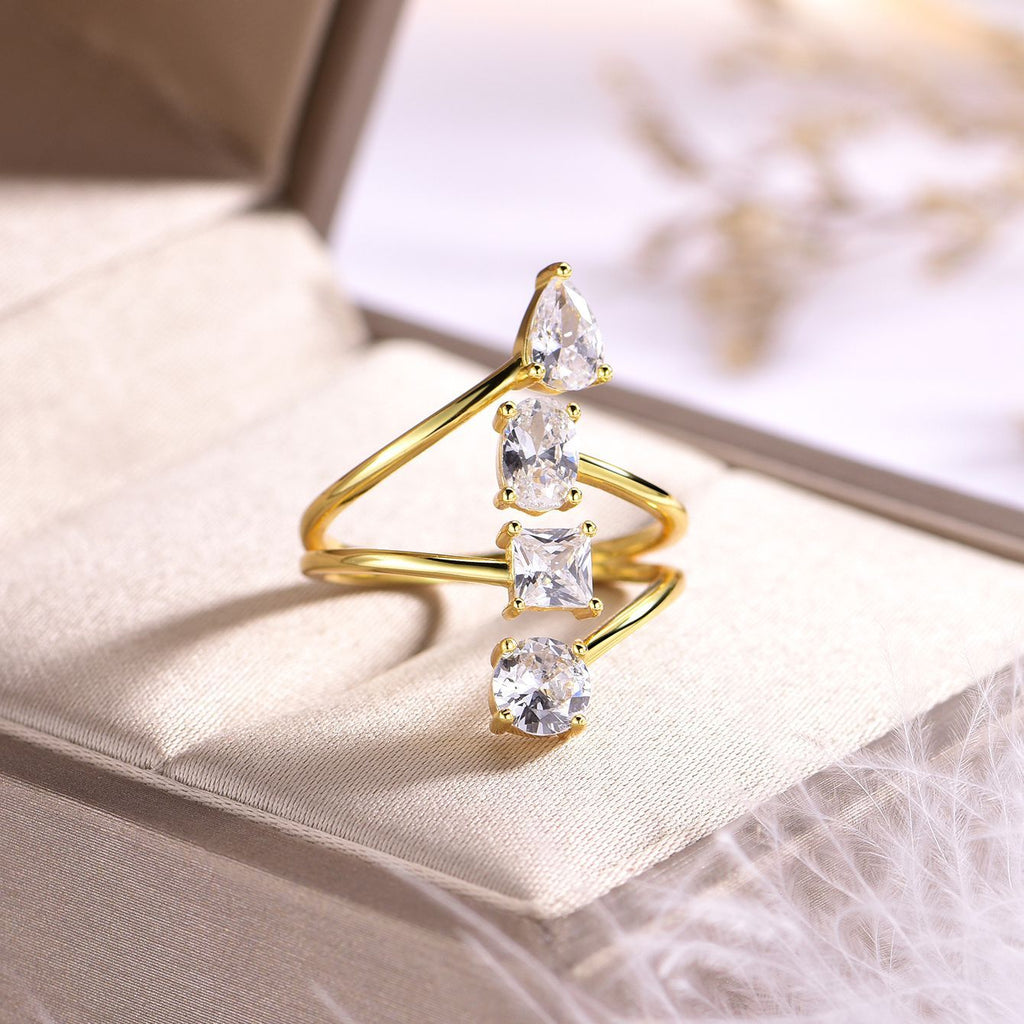 S925 Silver Multi Shape Moissanite Ring Amazon Hot Sale Elegant and fashionable