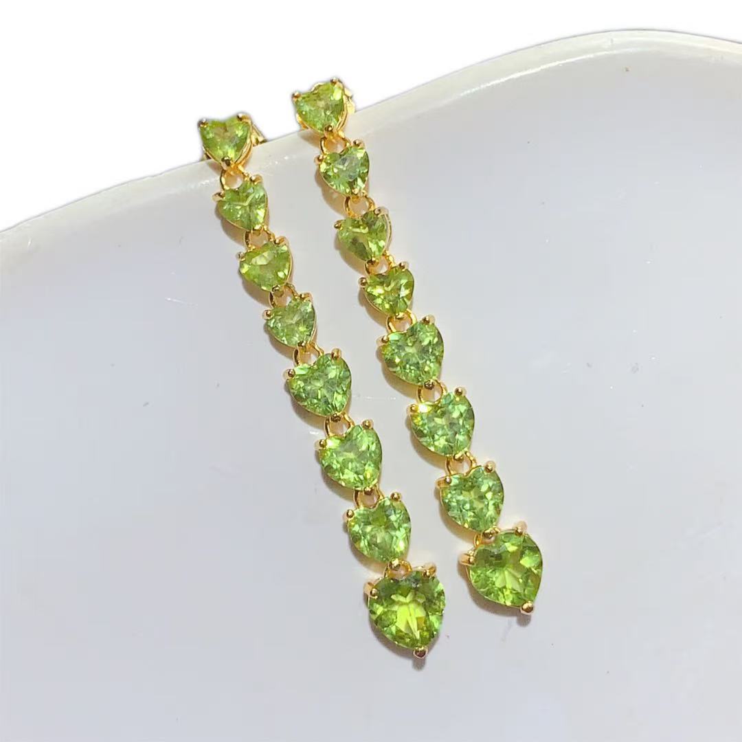 925 Sterling Silver Natural Peridot Stud Earrings Drop Earrings High-end Earrings