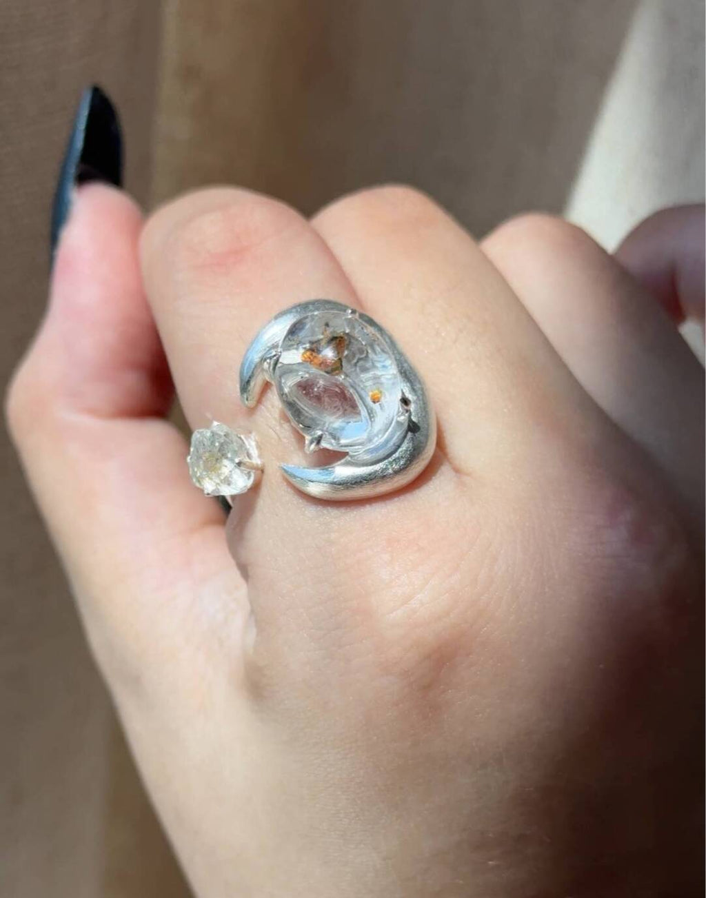 Baoyue Original Design Handmade 925 Silver Open Ring · White Flashing Version