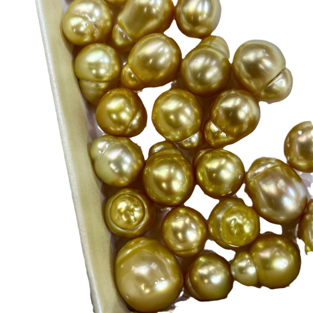 Vintage Fashionable Pearl Approx. 10-12mm Gold Baroque Sweater Chain