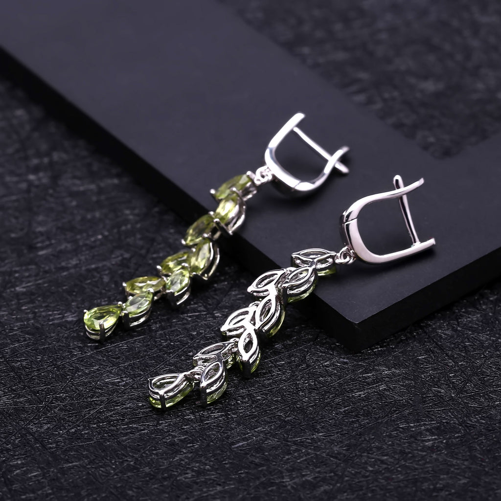 Light Luxury Fashion Natural Peridot Earrings Design Sense S925 Silver Inlaid Natural Gemstone Earrings