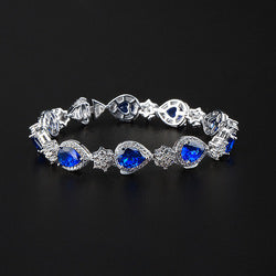 925 Sterling Silver Sapphire Diamond Bracelet 5A Zircon Bracelet