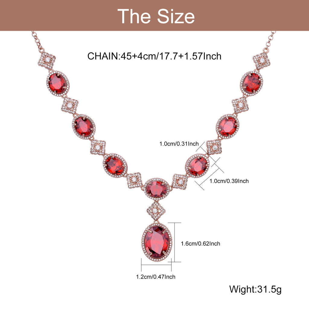 s925 Silver New fashion Exquisite Atmosphere Ruby Necklace