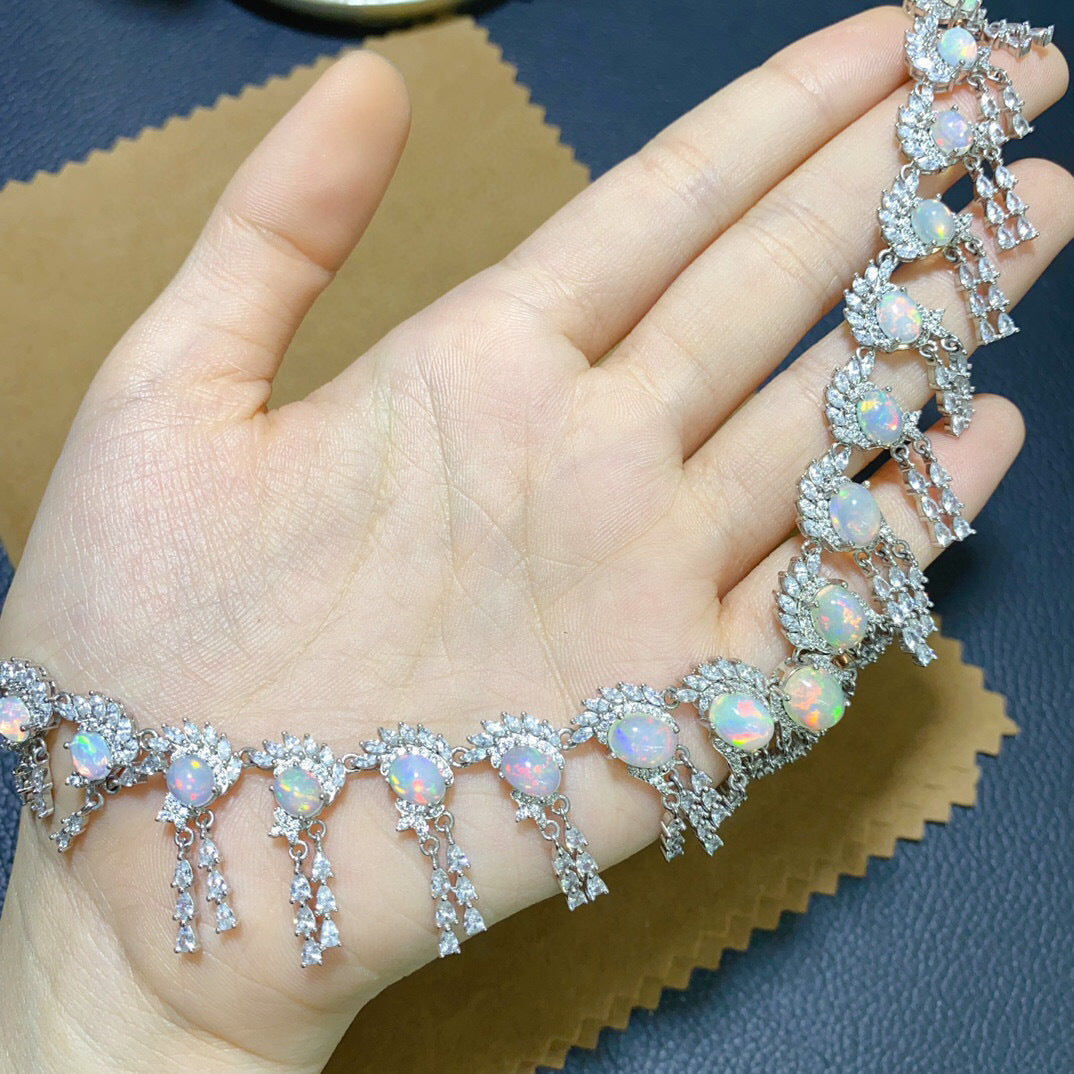 High Clarity Fire Color Explosive Luxury Inlaid Loose Stone 4*6 5*7 6*8 7*9mm Natural Opal Necklace