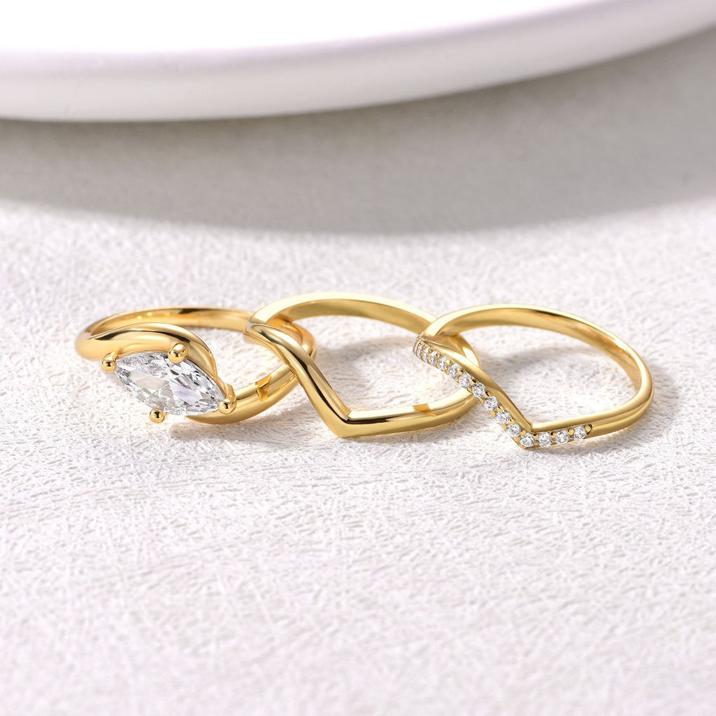 S925 Silver Set Ring Ebay Hot Sale Moissanite Horse Eye Shape Three-Piece Ring Gift Bestseller Wholesale