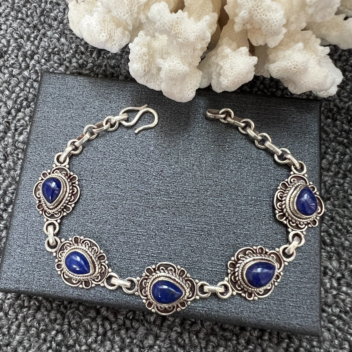 Nepal Handmade 925 Inlaid Yellow Crystal Ruby Amethyst Opal Stone Vintage Bracelet