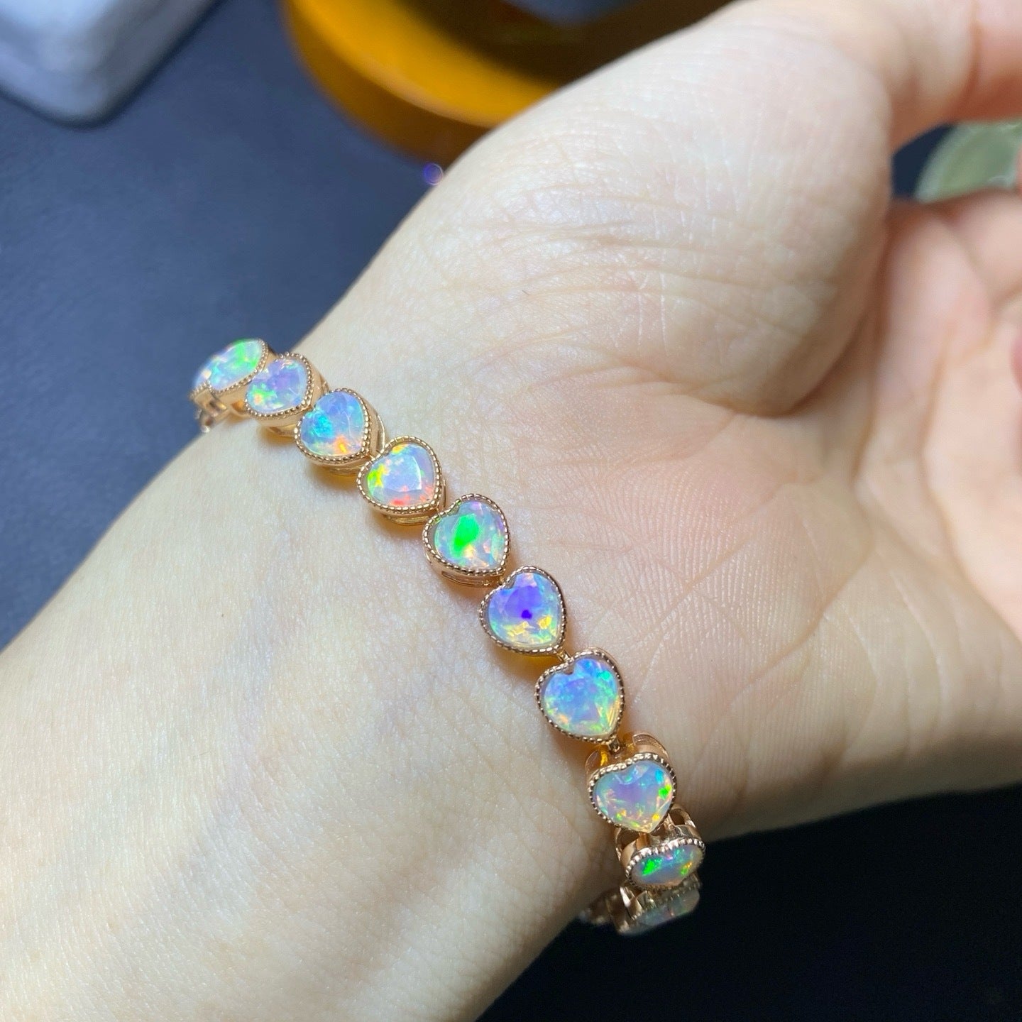 Crystal Clean Main Stone 5mm S925 Silver Precision Inlaid Natural Opal Pure Natural Opal Bracelet