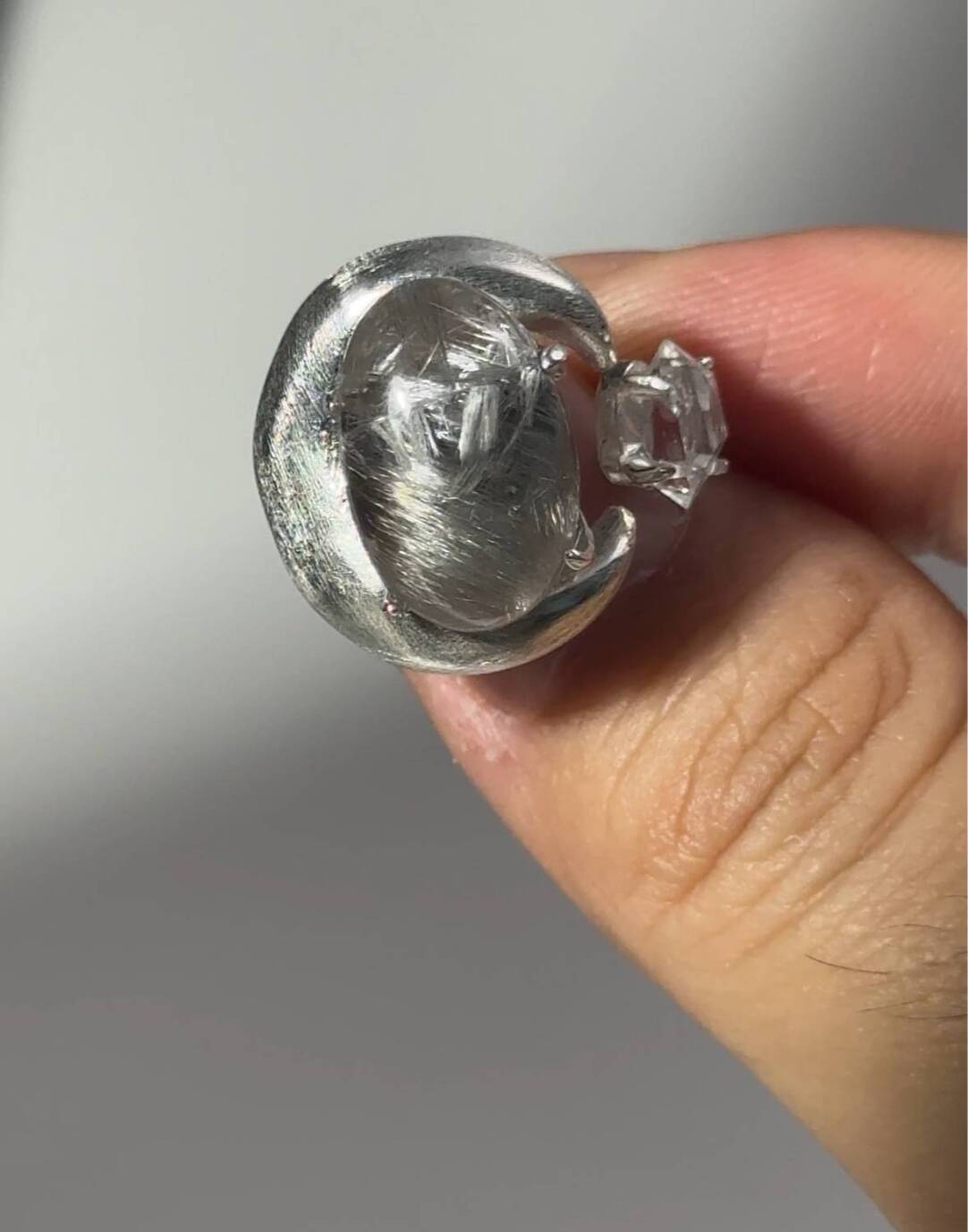 Baoyue Original Design Handmade 925 Silver Open Ring · White Flashing Version