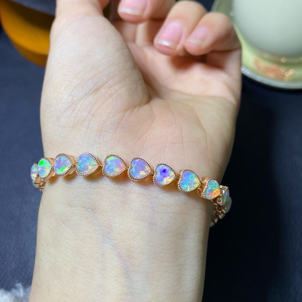 Crystal Clean Main Stone 5mm S925 Silver Precision Inlaid Natural Opal Pure Natural Opal Bracelet