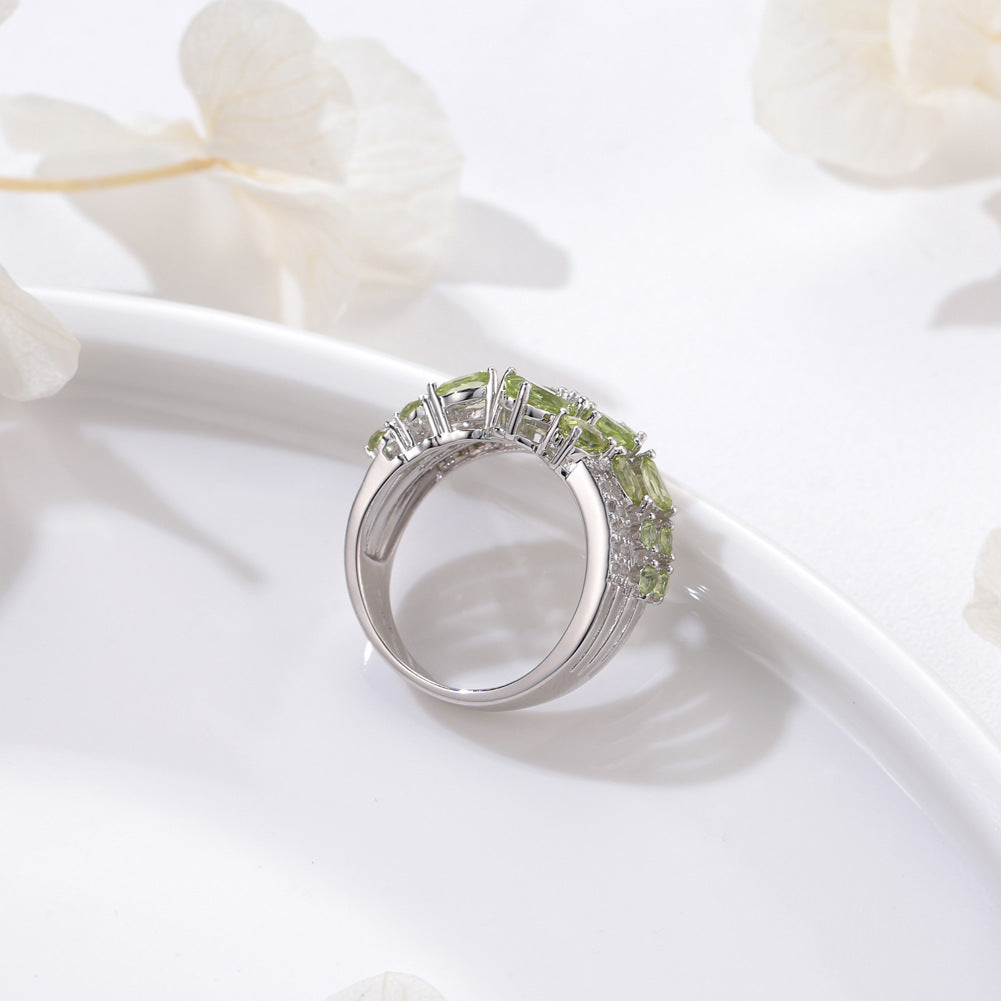 Italian Jewelry Design 925 Silver Peridot Ring