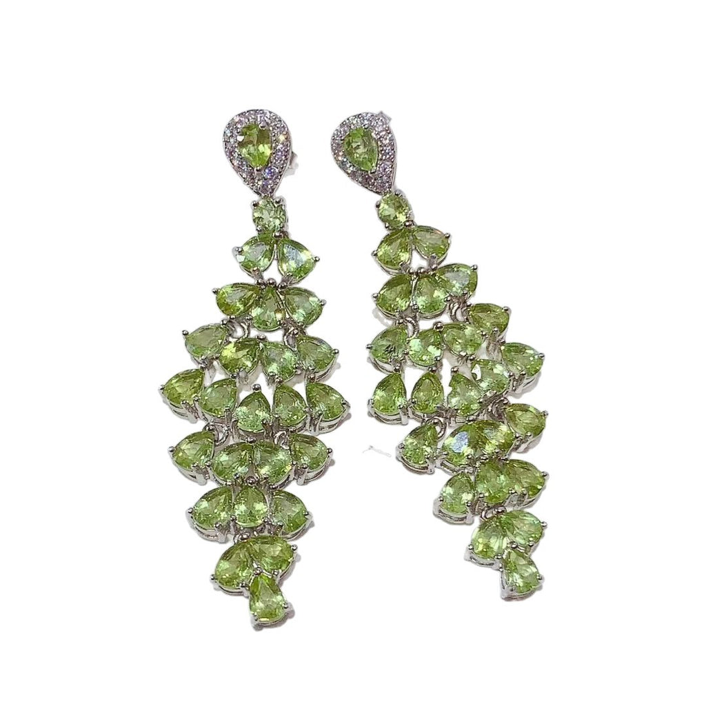 S925 sterling silver earrings with natural olivine