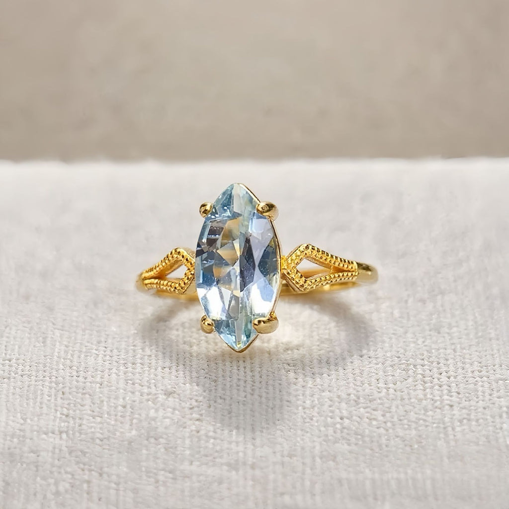 Natural Aquamarine S925 Ring 3*4mm Jewelry Bracelet