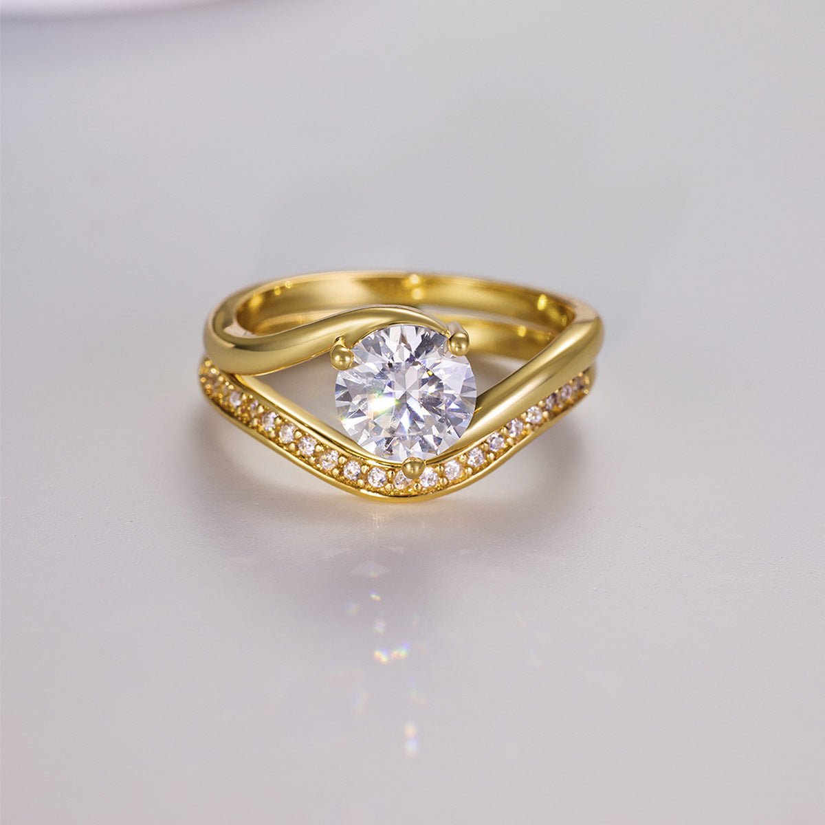 Moissanite S925 Sterling Silver Inlaid Round Moissanite Vintage High-end Combination Ring Set