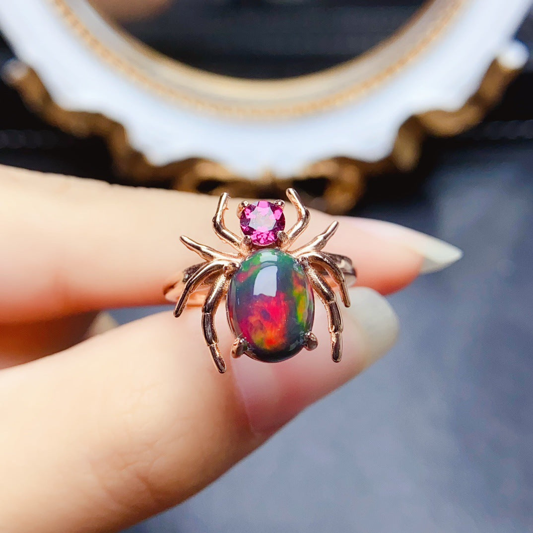 S925 Silver Inlaid Main Stone 8*10 Natural White Opal Ring