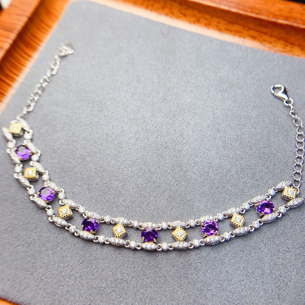 Natural Amethyst S925 Bracelet 4*5mm Jewelry Bracelet