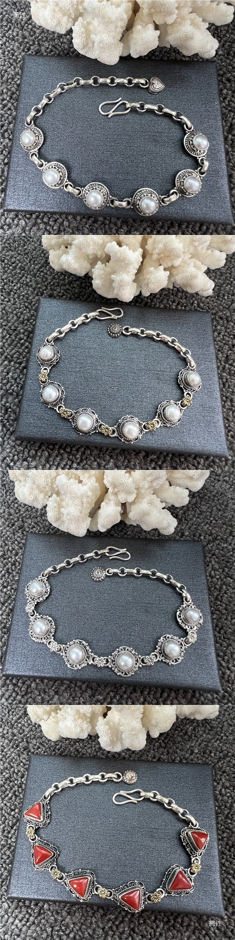 Nepal Handmade 925 Inlaid Yellow Crystal Ruby Amethyst Opal Stone Vintage Bracelet