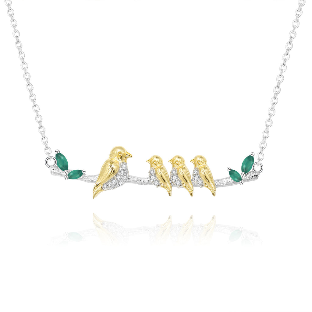 Designer Style High-End Pendant Bird Natural Style Design S925 Silver Natural Gemstone Necklace Pendant