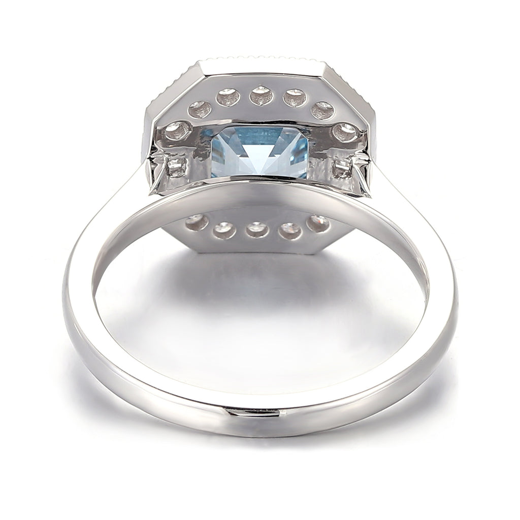 18K Gold Ring for Women Cross-Border Live Streaming Ascher Aquamarine Ring