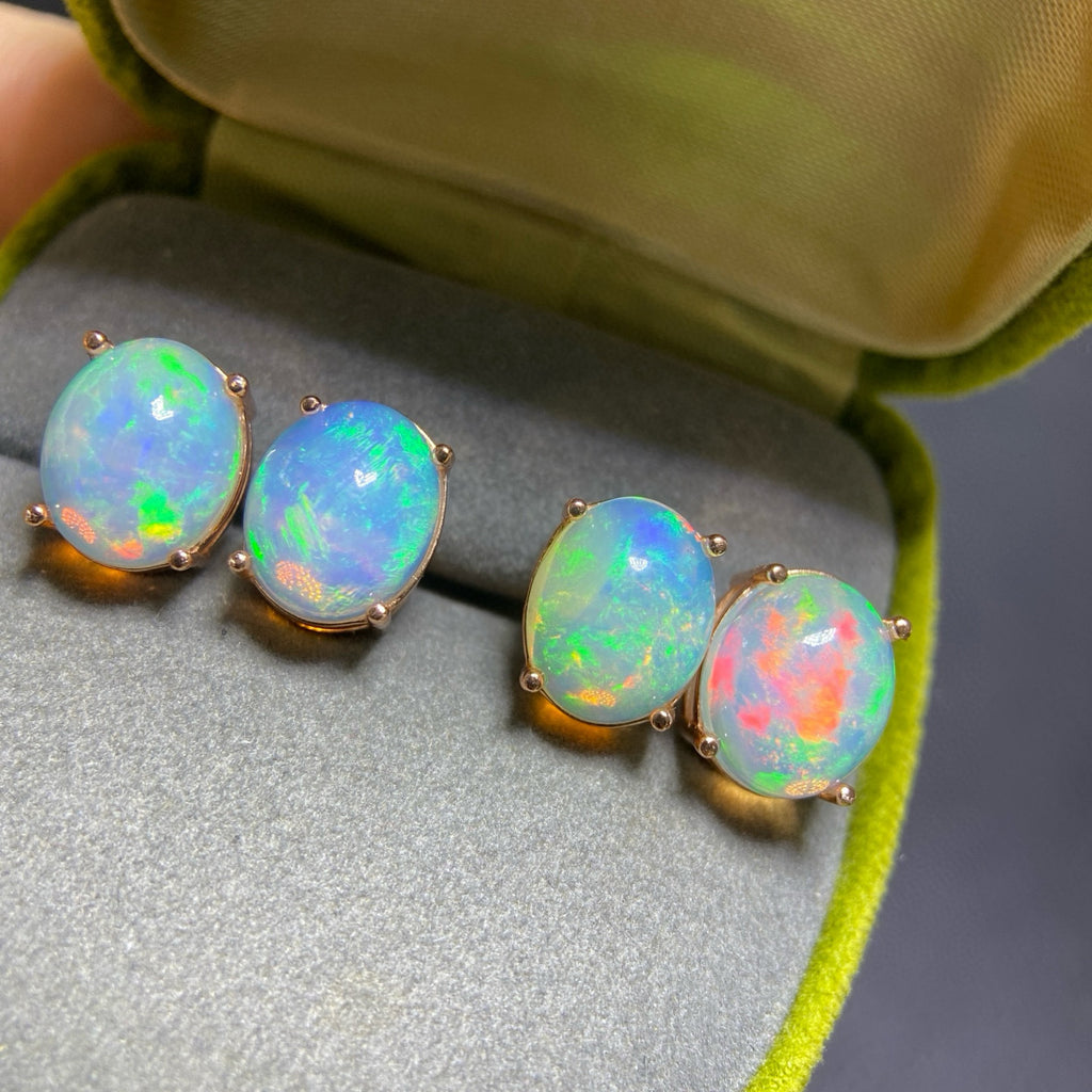 S925 Silver Inlaid Main Stone 9x11 Natural White Opal Earrings