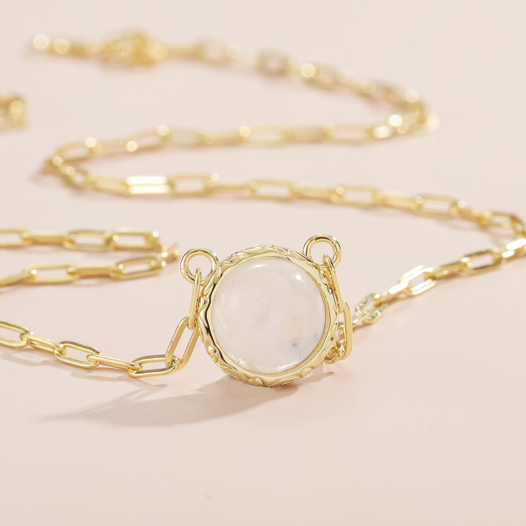 Natural Cream Blue Moonstone Necklace S925 Sterling Silver Inlaid Gemstone Expanded Long Chain