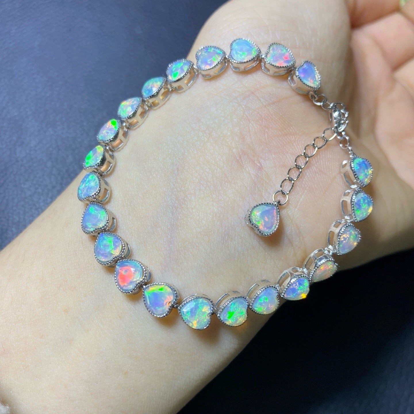 Crystal Clean Main Stone 5mm S925 Silver Precision Inlaid Natural Opal Pure Natural Opal Bracelet