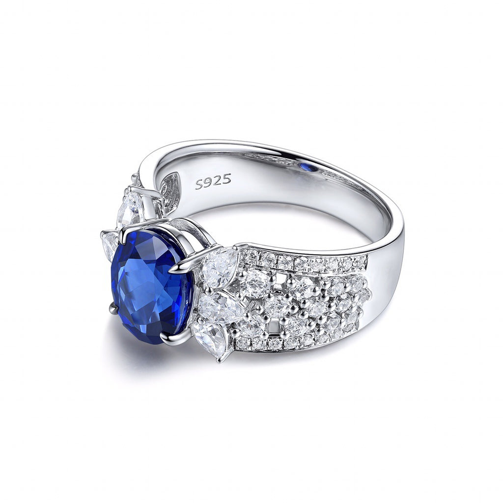 Nurtured Sapphire 1.5ct High Jewellery Royal Blue Oval S925 Silver Gold Plated Ring