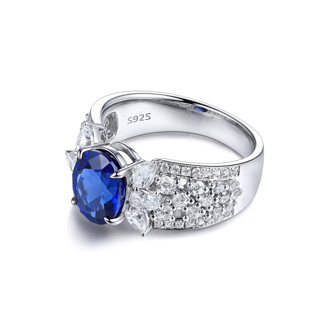 Nurtured Sapphire 1.5ct High Jewellery Royal Blue Oval S925 Silver Gold Plated Ring