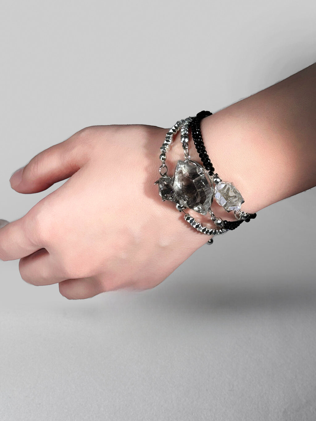 Star Chain Shining Original Handmade Necklace Bracelet Two-Way Shining Black Spinel Chain