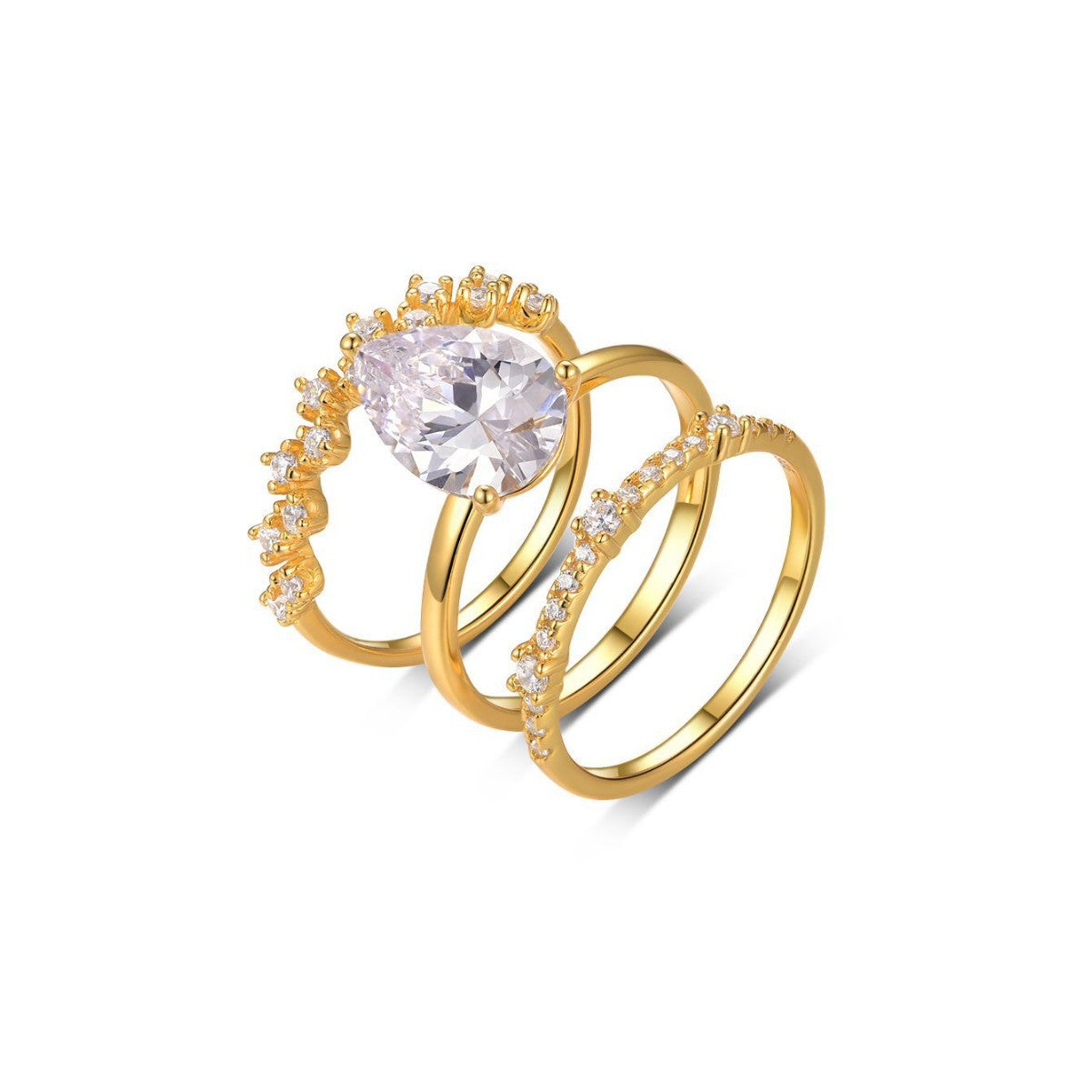 S925 Silver Moissanite Three-Piece Ring Set for Women, Internet Celebrity Hot Item, Simple Fashion Wedding Jewelry, Wholesale from Factory Source