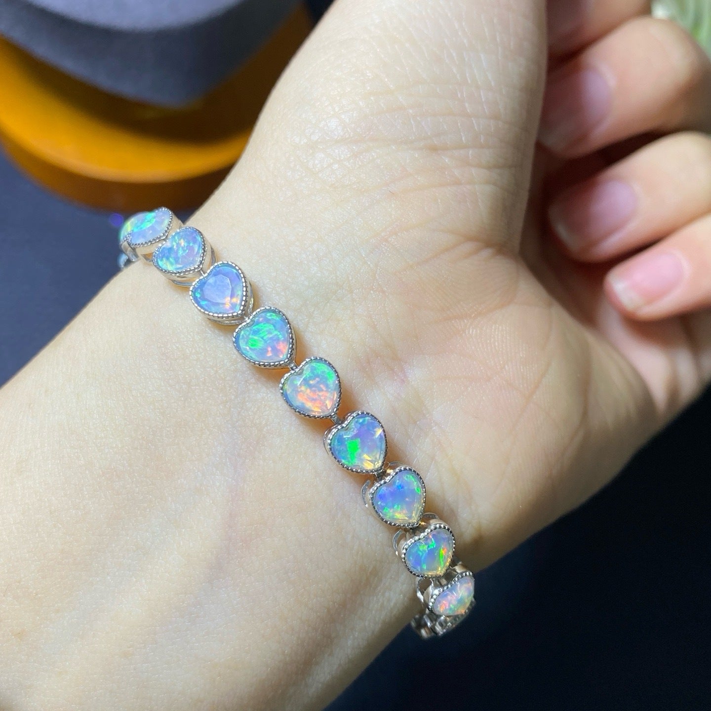 Crystal Clean Main Stone 5mm S925 Silver Precision Inlaid Natural Opal Pure Natural Opal Bracelet