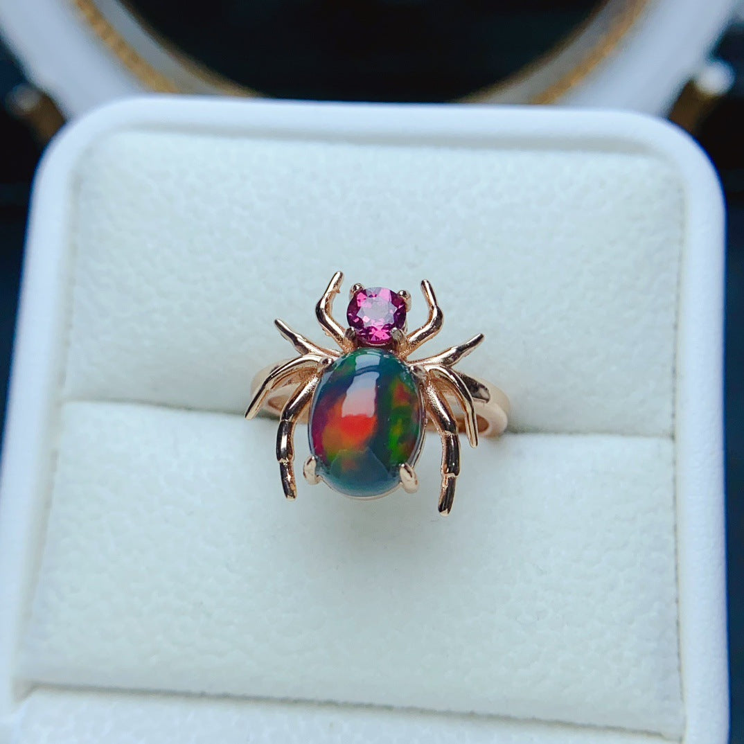 S925 Silver Inlaid Main Stone 8*10 Natural White Opal Ring