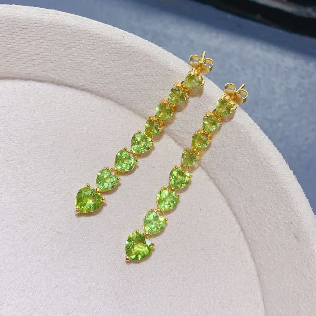 925 Sterling Silver Natural Peridot Stud Earrings Drop Earrings High-end Earrings