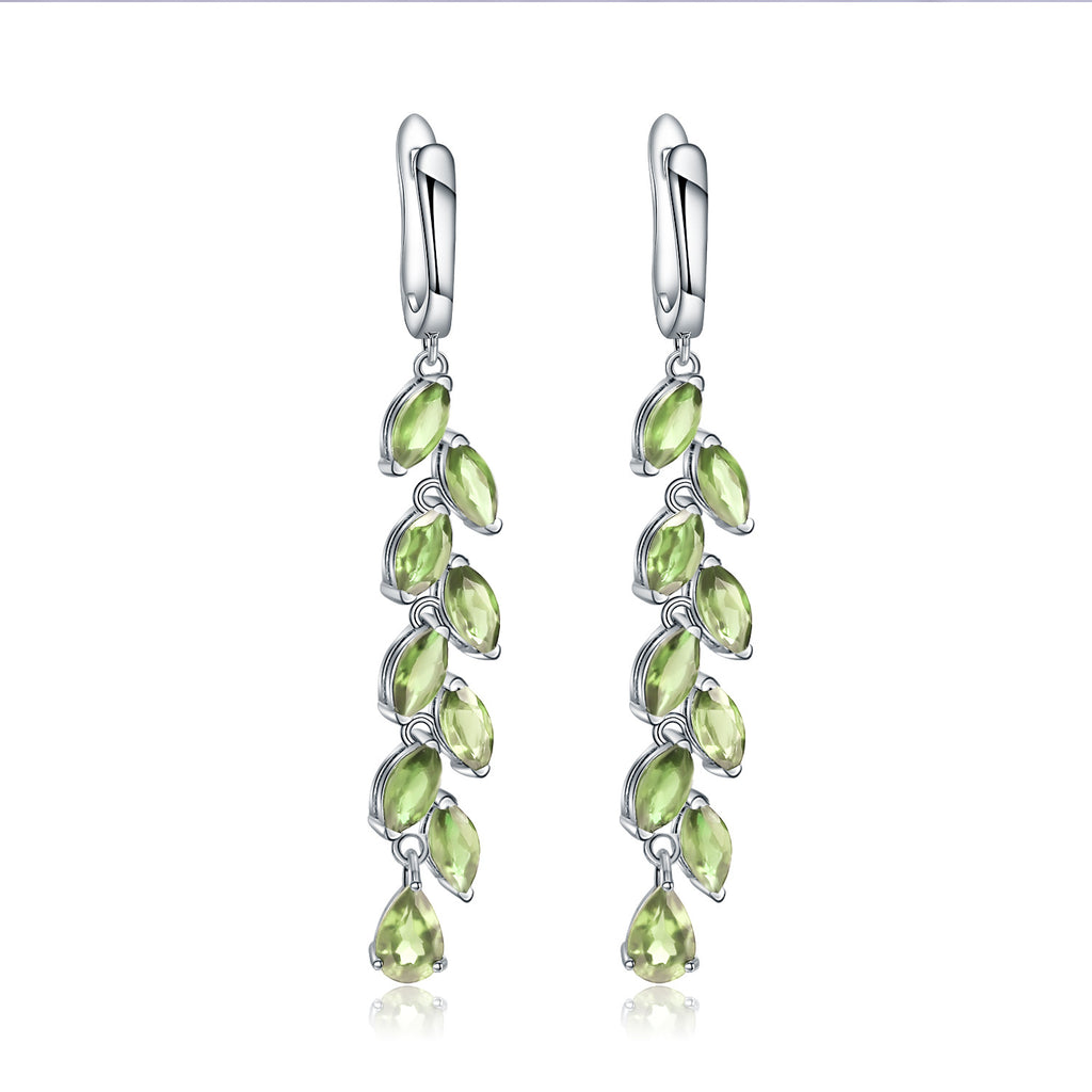 Light Luxury Fashion Natural Peridot Earrings Design Sense S925 Silver Inlaid Natural Gemstone Earrings