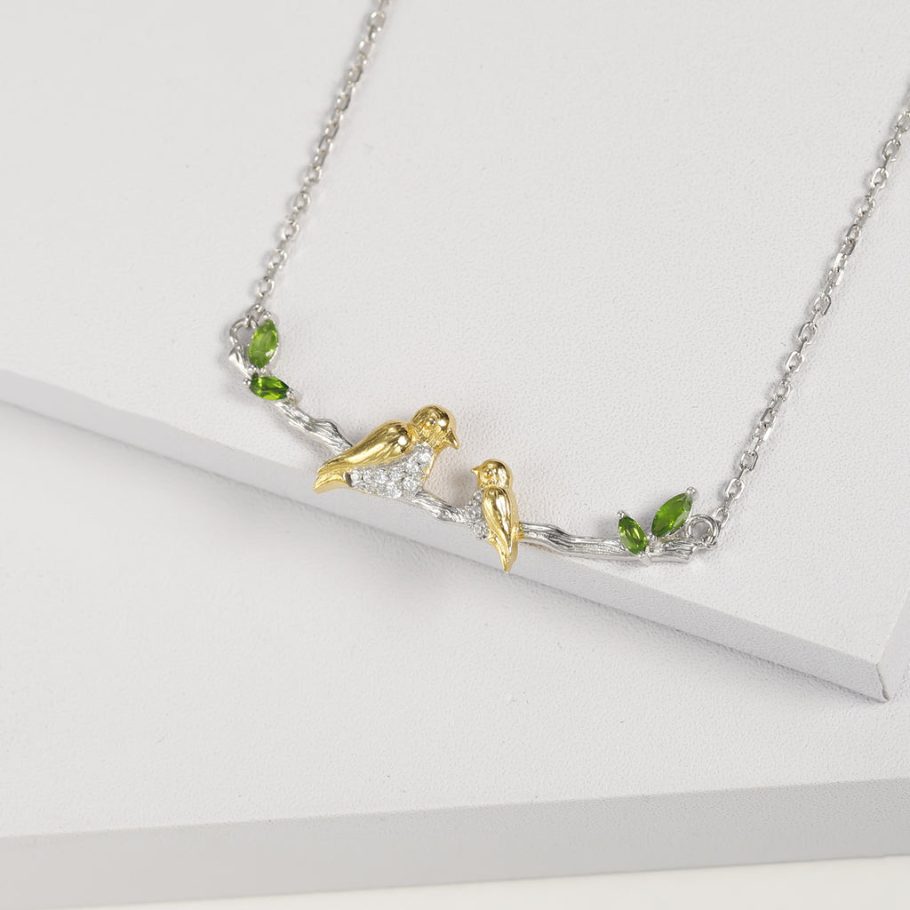 Designer Style High-End Pendant Bird Natural Style Design S925 Silver Natural Gemstone Necklace Pendant