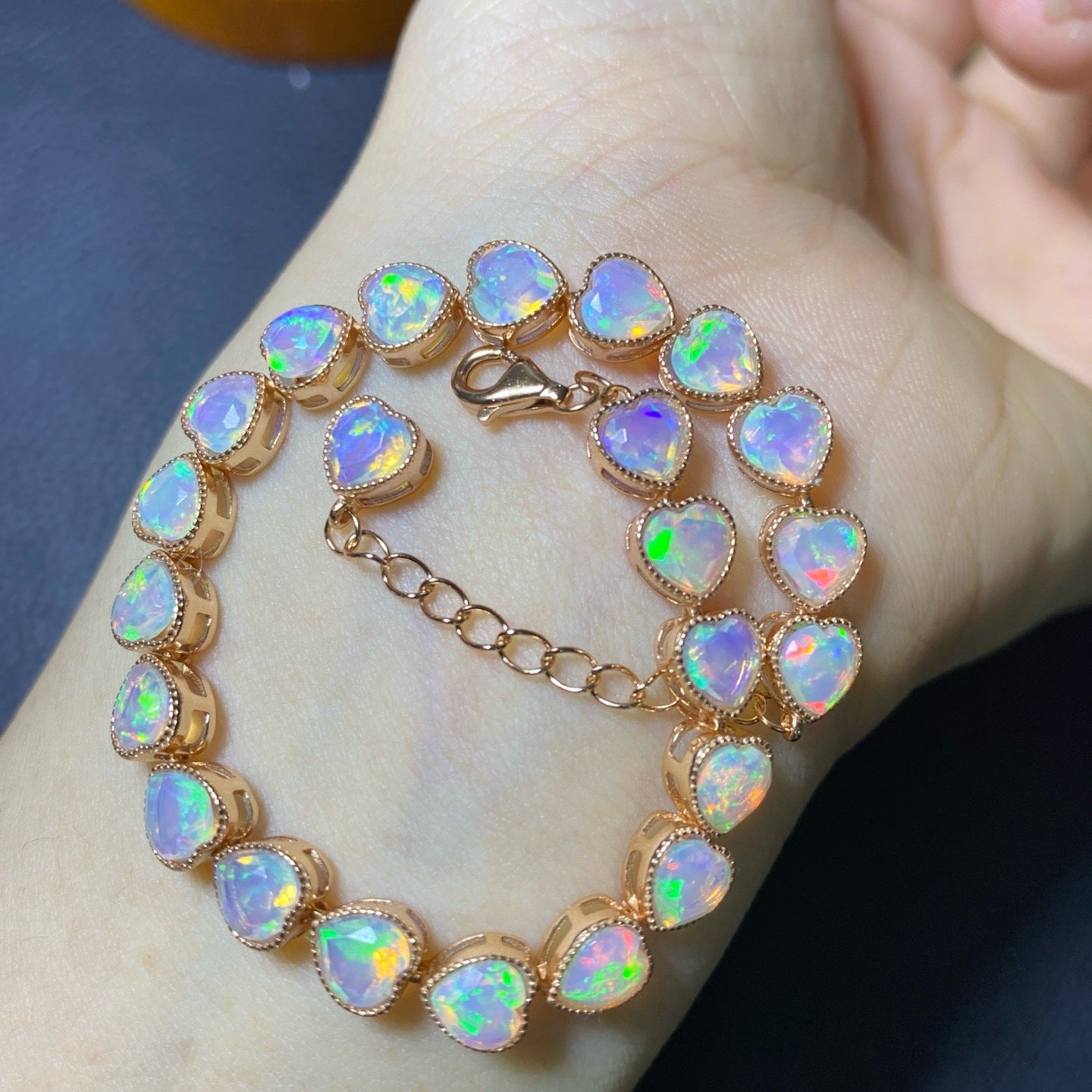 Crystal Clean Main Stone 5mm S925 Silver Precision Inlaid Natural Opal Pure Natural Opal Bracelet