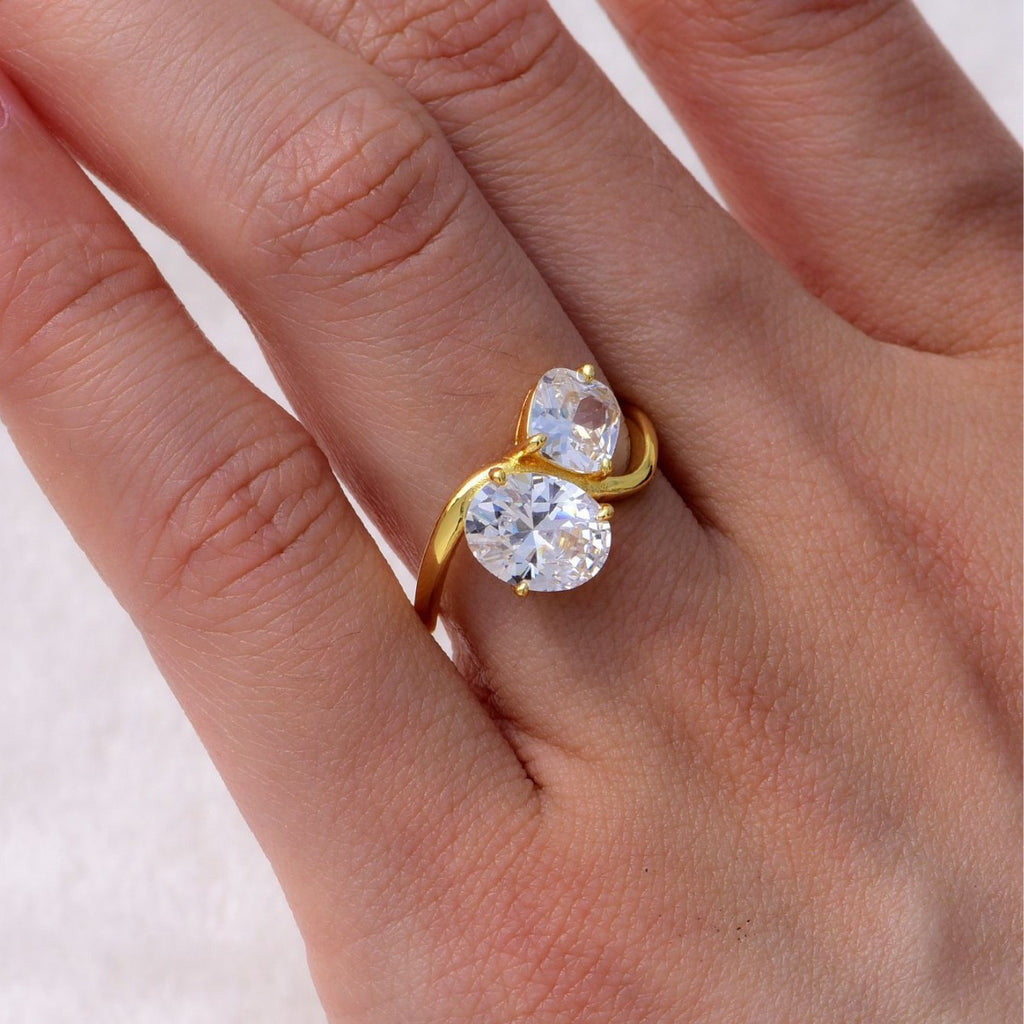 S925 Silver Double Main Stone Moissanite Ring Fat Square Shape Gold Simple Design Women's Hot-Selling Model
